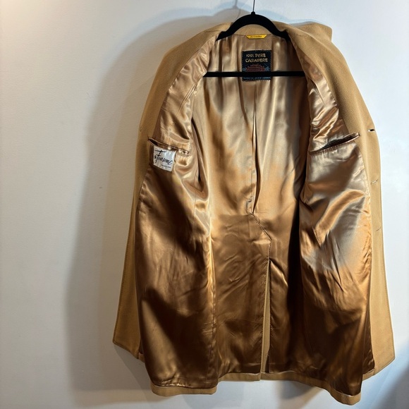 THE FOURSOME Sz L (estimated) 100% Cashmere Camel Coat Union Made Peak Lapel - Picture 12 of 12